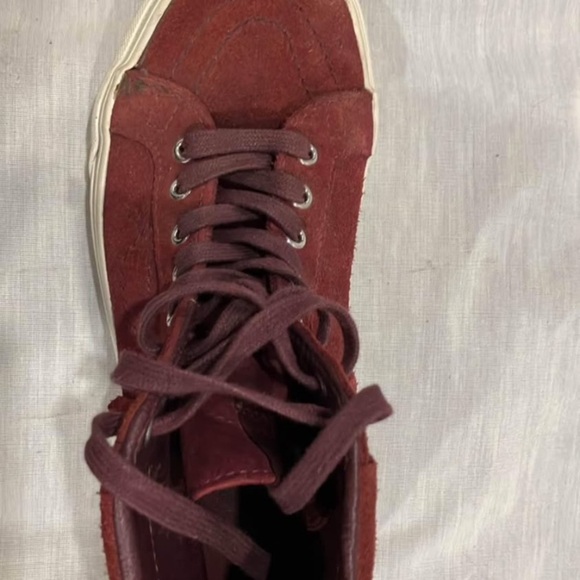 Women’s size 6 Vans leather mocassin fringe boot men’s size 4.5 burgundy - Picture 8 of 10